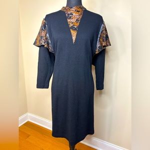 Viva Creations Leather Trimmed Sweater Dress